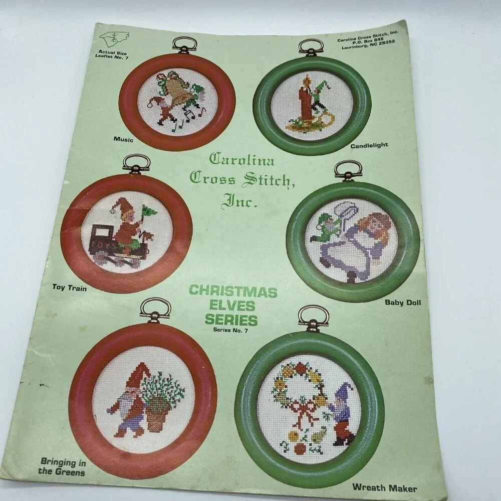 Carolina Cross Stitch Inc Christmas Elves Series 7 Ornaments Patterns Booklet